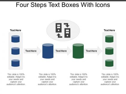 Four steps text boxes with icons