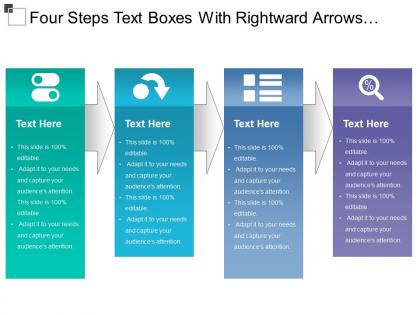 Four steps text boxes with rightward arrows pointing