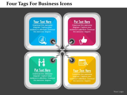 Four tags for business icons flat powerpoint design
