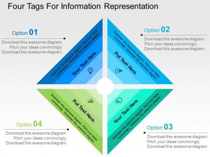 Four tags for information representation flat powerpoint design