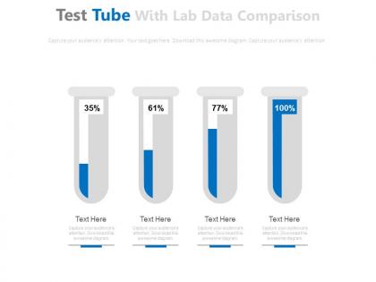 Four test tubes with lab data comparison powerpoint slides