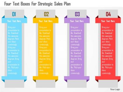 Four text boxes for strategic sales plan flat powerpoint design
