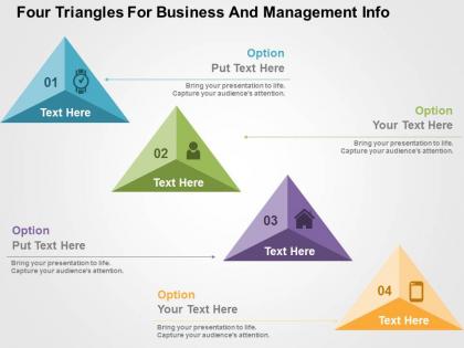 Four triangles for business and management info flat powerpoint design