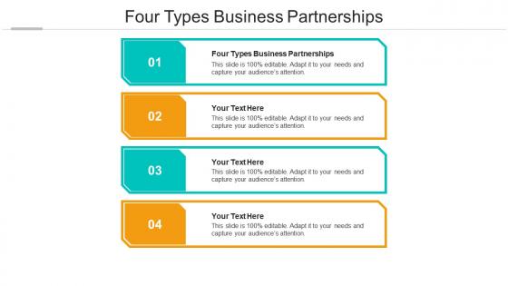 Four types business partnerships ppt powerpoint presentation slides graphics pictures cpb