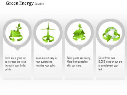 Four unique symbols for green energy use editable icons