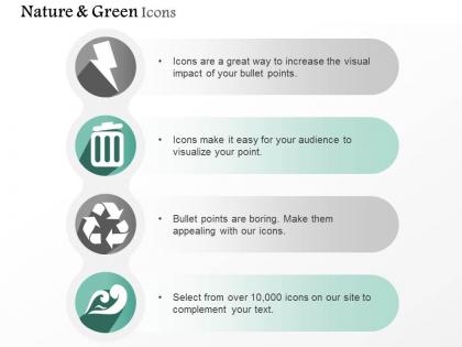 Four vertical green energy symbols editable icons