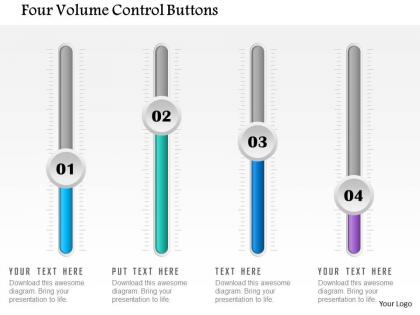 Four volume control buttons powerpoint template