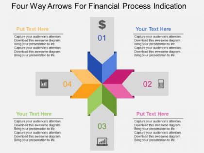 Four way arrows for financial process indication flat powerpoint design