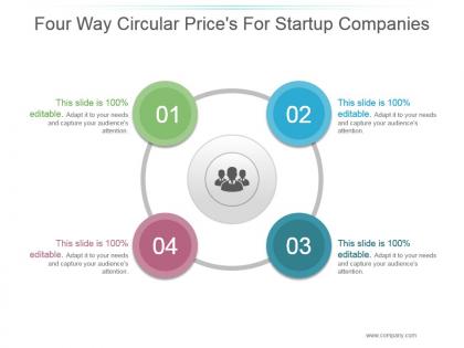 Four way circular pricess for startup companies powerpoint slide show