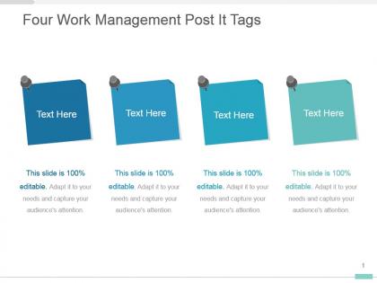 Four work management post it tags ppt layout design