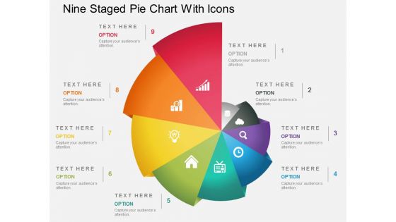Fp nine staged pie chart with icons powerpoint template
