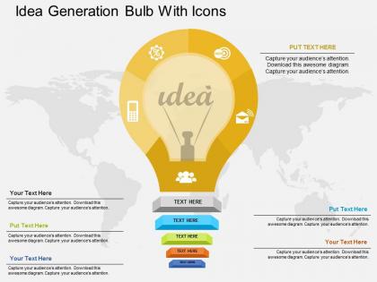 Fq idea generation bulb with icons flat powerpoint design