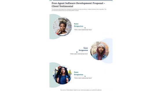 Free Agent Software Development Proposal Client Testimonial One Pager Sample Example Document