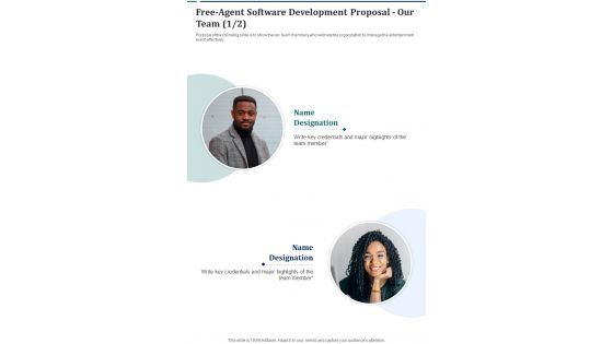 Free Agent Software Development Proposal Our Team One Pager Sample Example Document