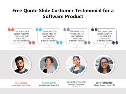 Free quote slide customer testimonial for a software product