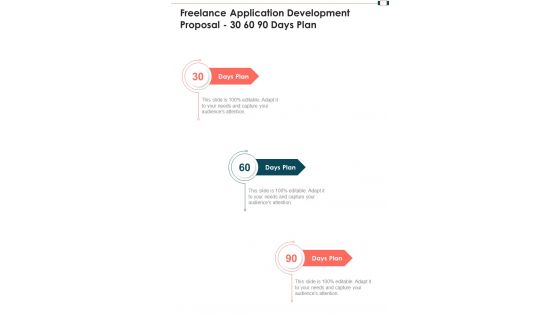 Freelance Application Development Proposal 30 60 90 Days Plan One Pager Sample Example Document