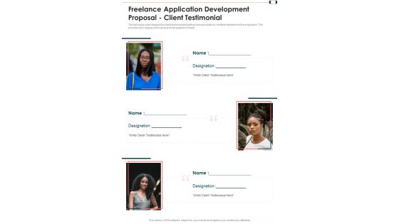 Freelance Application Development Proposal Client Testimonial One Pager Sample Example Document