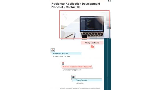 Freelance Application Development Proposal Contact Us One Pager Sample Example Document