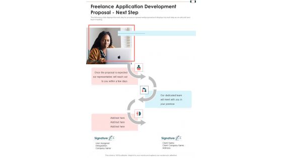 Freelance Application Development Proposal Next Step One Pager Sample Example Document