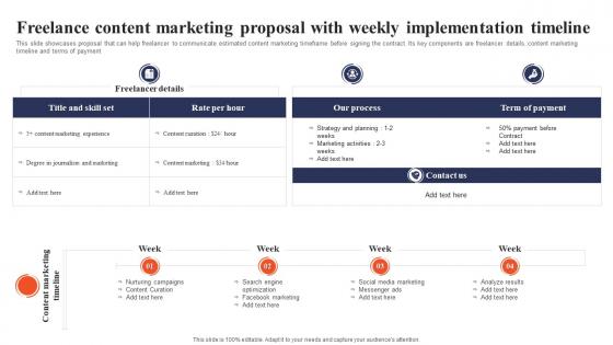 Freelance Content Marketing Proposal With Weekly Implementation Timeline