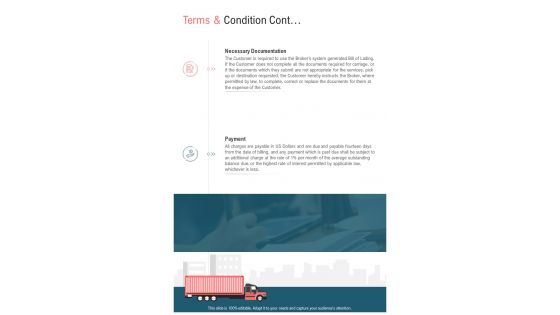 Freight Forwarding Business Proposal Terms And Condition Cont One Pager Sample Example Document