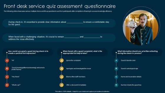 Front Desk Service Quiz Assessment Bridging Performance Gaps Through Hospitality DTE SS