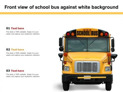 Front view of school bus against white background