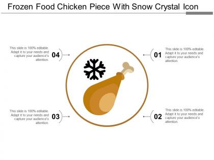 Frozen food chicken piece with snow crystal icon
