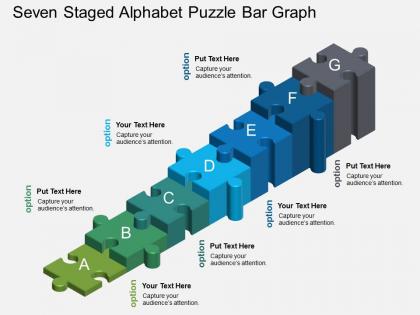 Fs seven staged alphabet puzzle bar graph powerpoint template