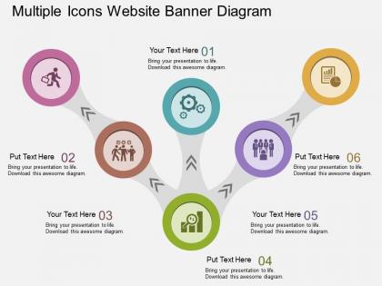 Ft multiple icons website banner diagram flat powerpoint design