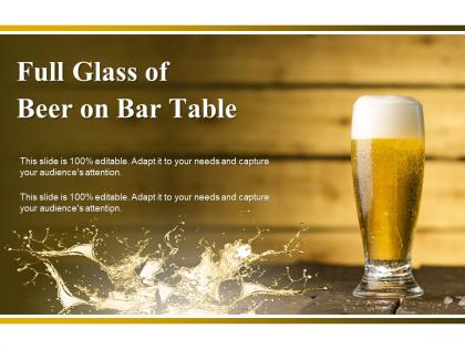 Full glass of beer on bar table