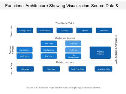 Functional architecture showing visualization source data and business services