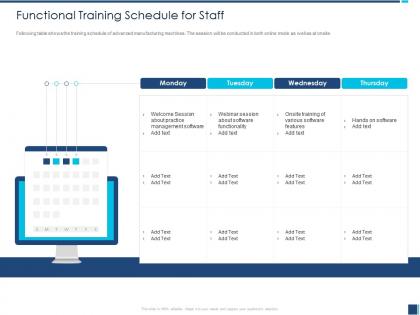 Functional training schedule for staff about software ppt powerpoint presentation file slides