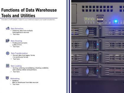 Functions of data warehouse tools and utilities