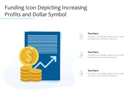 Funding icon depicting increasing profits and dollar symbol