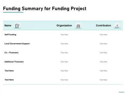 Funding summary for funding project ppt powerpoint presentation ideas gallery