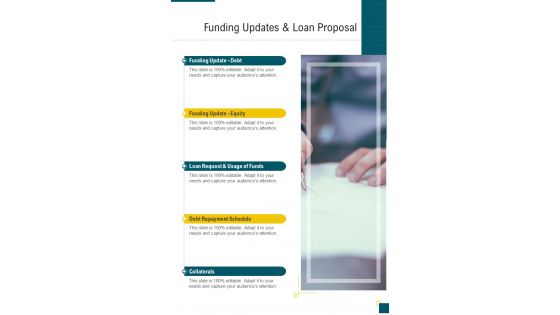 Funding Updates And Loan Proposal Financial Proposal One Pager Sample Example Document