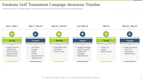 Fundraise Golf Tournament Campaign Awareness Timeline