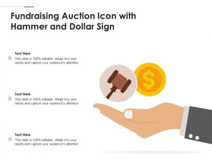 Fundraising auction icon with hammer and dollar sign