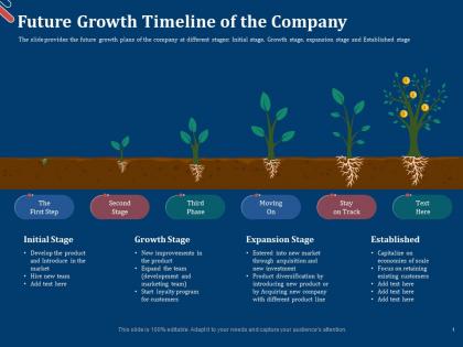 Future growth timeline of the company pitch deck for first funding round