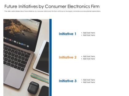 Future initiatives by consumer electronics firm consumer electronics firm