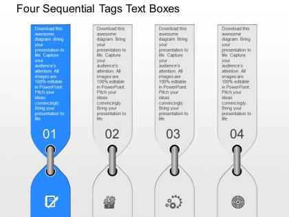 Fv four sequential tags text boxes powerpoint template