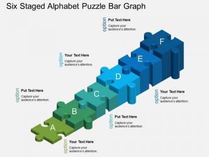 Fx six staged alphabet puzzle bar graph powerpoint template
