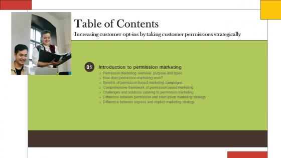G150 Table Of Contents Increasing Customer Opt Ins By Taking Customer Permissions Strategically MKT SS V
