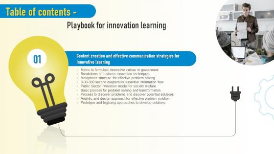 G159 Table Of Contents Playbook For Innovation Learning Ppt Tips
