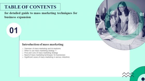 G160 Table Of Contents For Detailed Guide To Mass Marketing Techniques MKT SS V