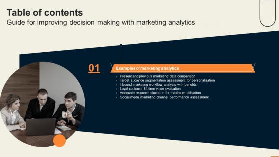 G175 Table Of Contents Guide For Improving Decision Making With Marketing Analytics MKT SS V