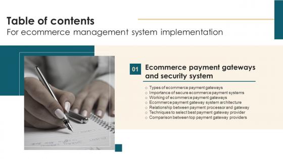 G17 Table Of Contents For Ecommerce Management System Implementation