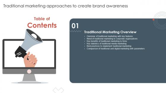 G40 Table Of Contents Traditional Marketing Approaches To Create Brand Awareness