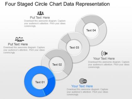 Ga four staged circle chart data representation powerpoint template